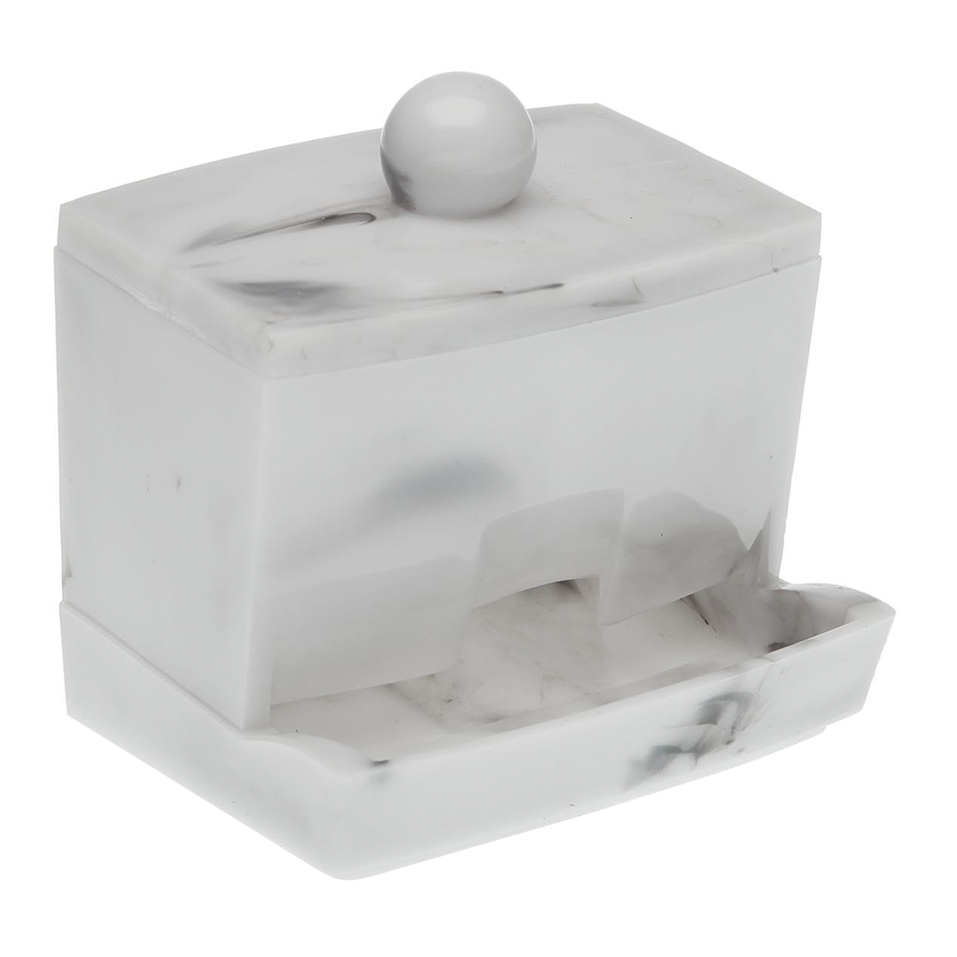 Organizador Cotonetes de Algodão Mármore poliestireno (6,5 x 9 x 9 cm)