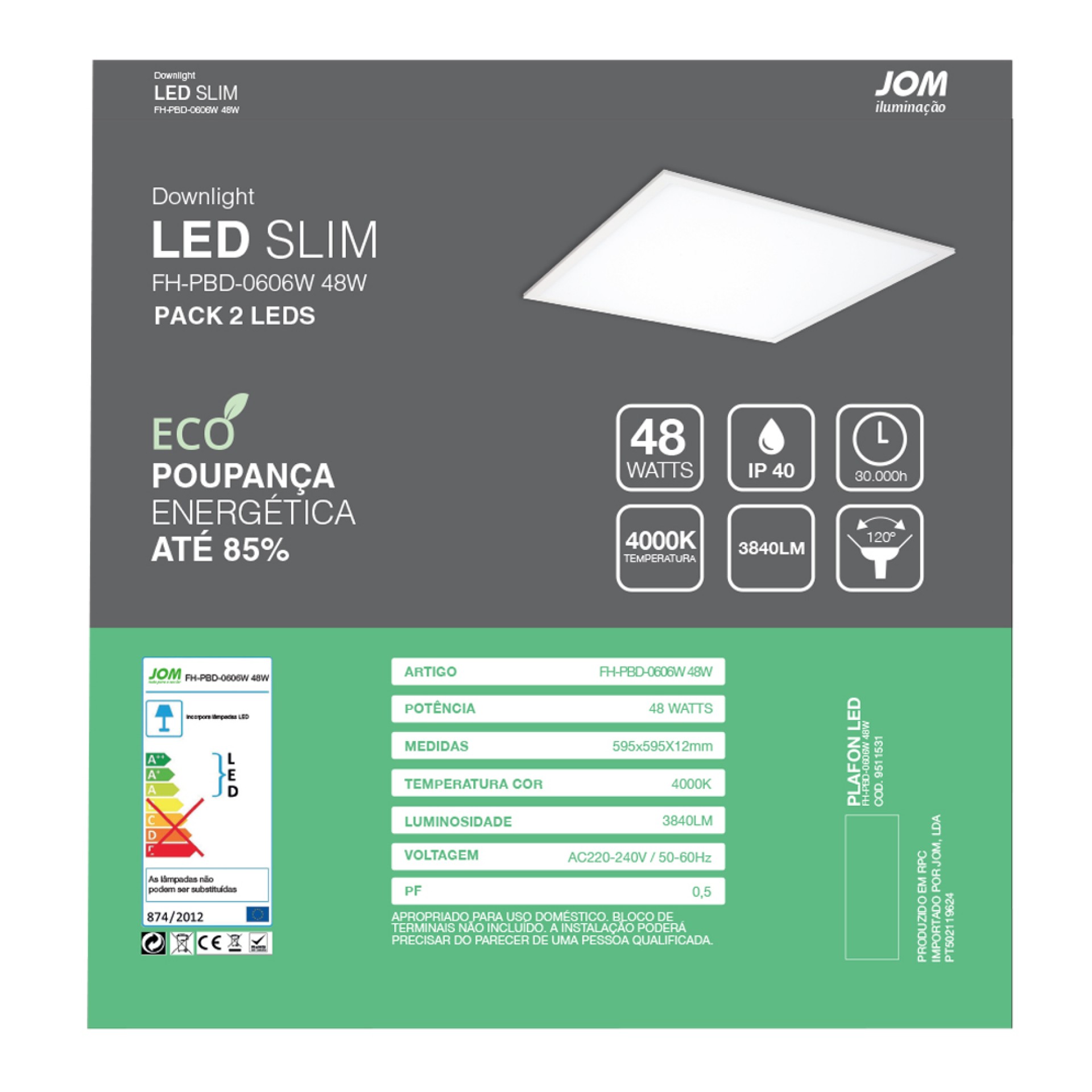 Painel Led JOM DECOR FH-PBD0606W