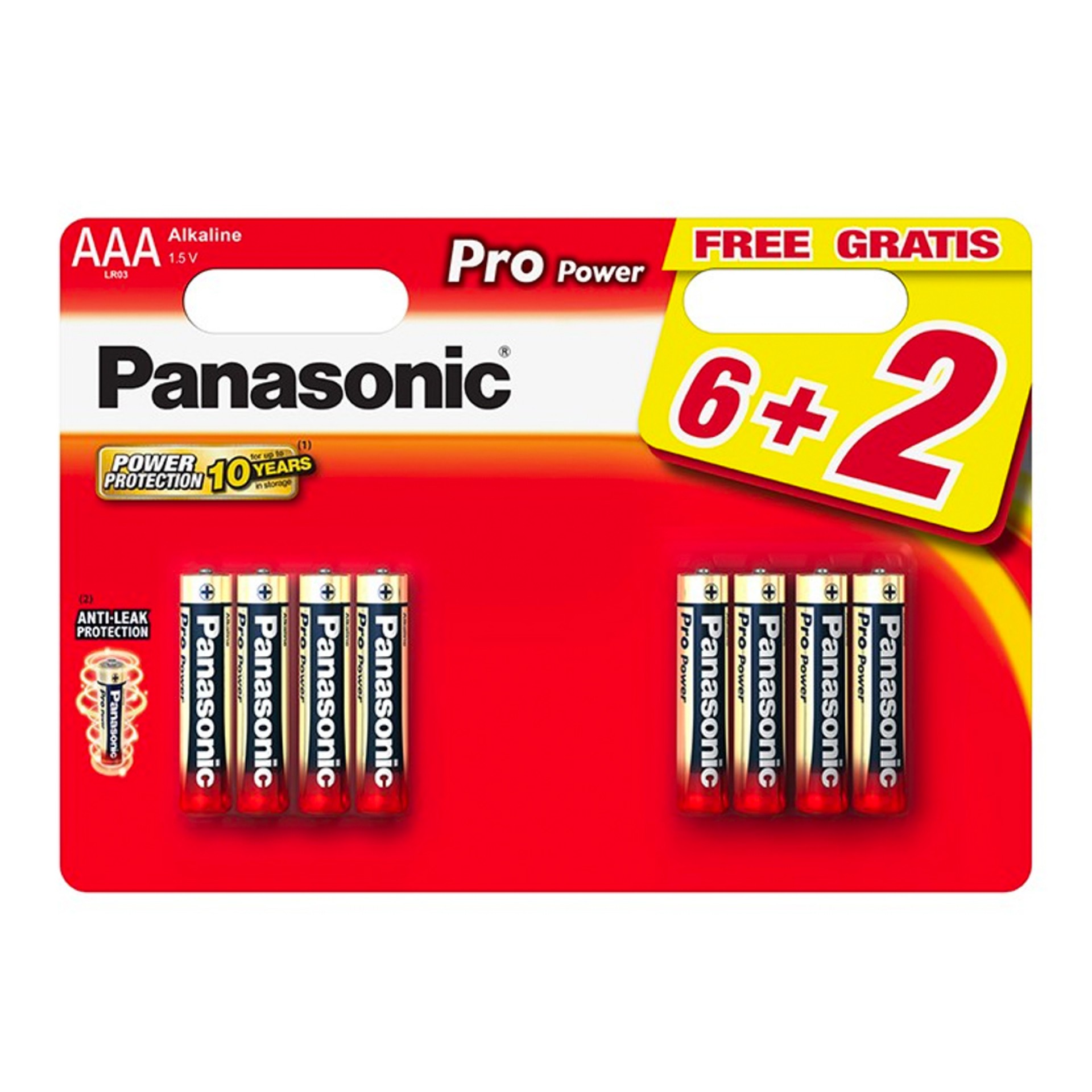 PILHA PANASONIC LR03 PRO POWER BL6+2