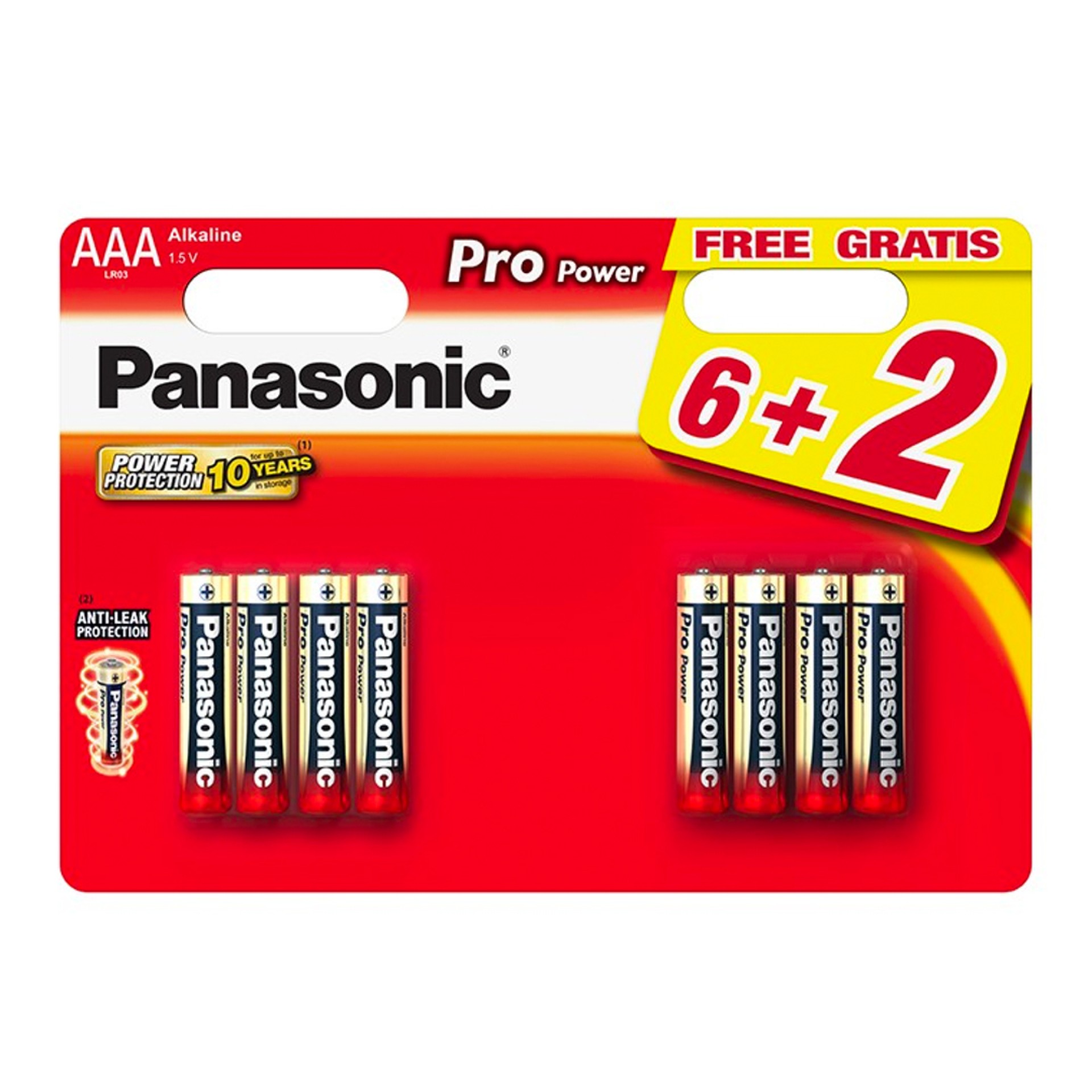 PILHA PANASONIC LR03 PRO POWER BL6+2