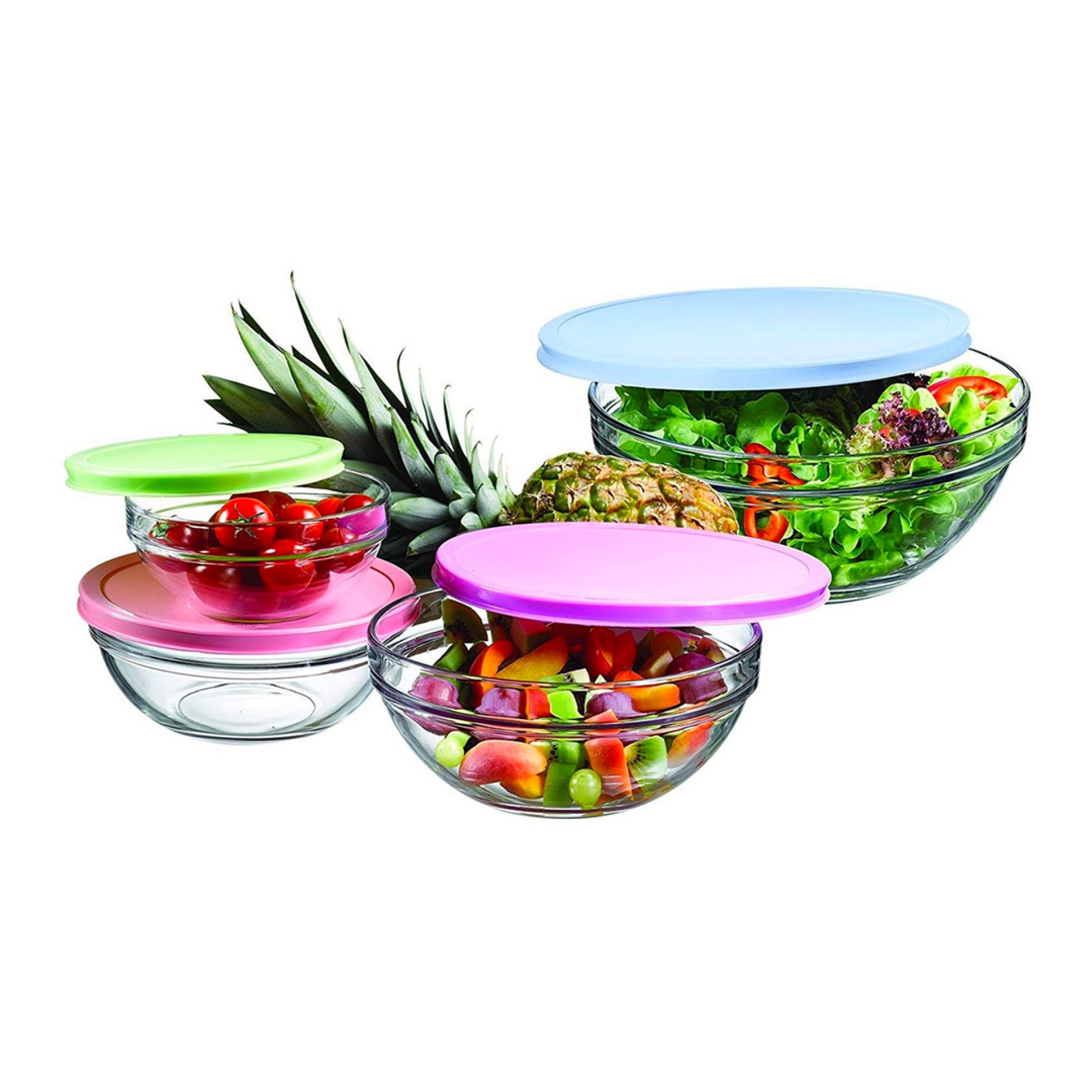 Conj4 saladeiras c/ tampa PASABAHCE 84972680