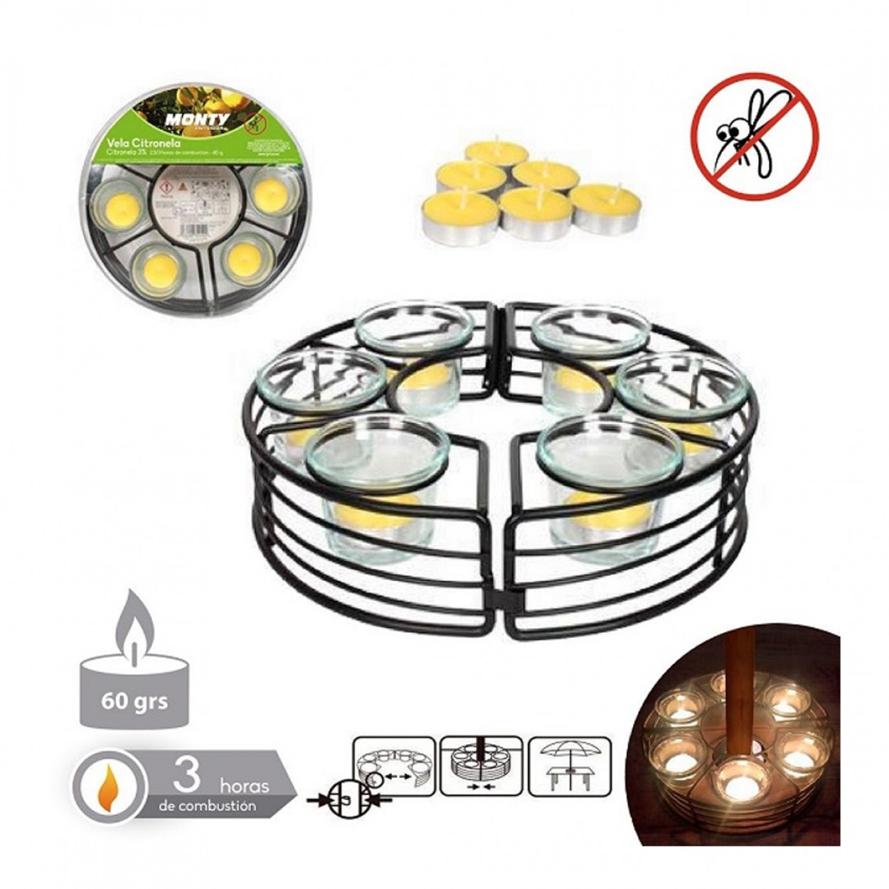 Suporte metal c/6 t-light JOM 700171