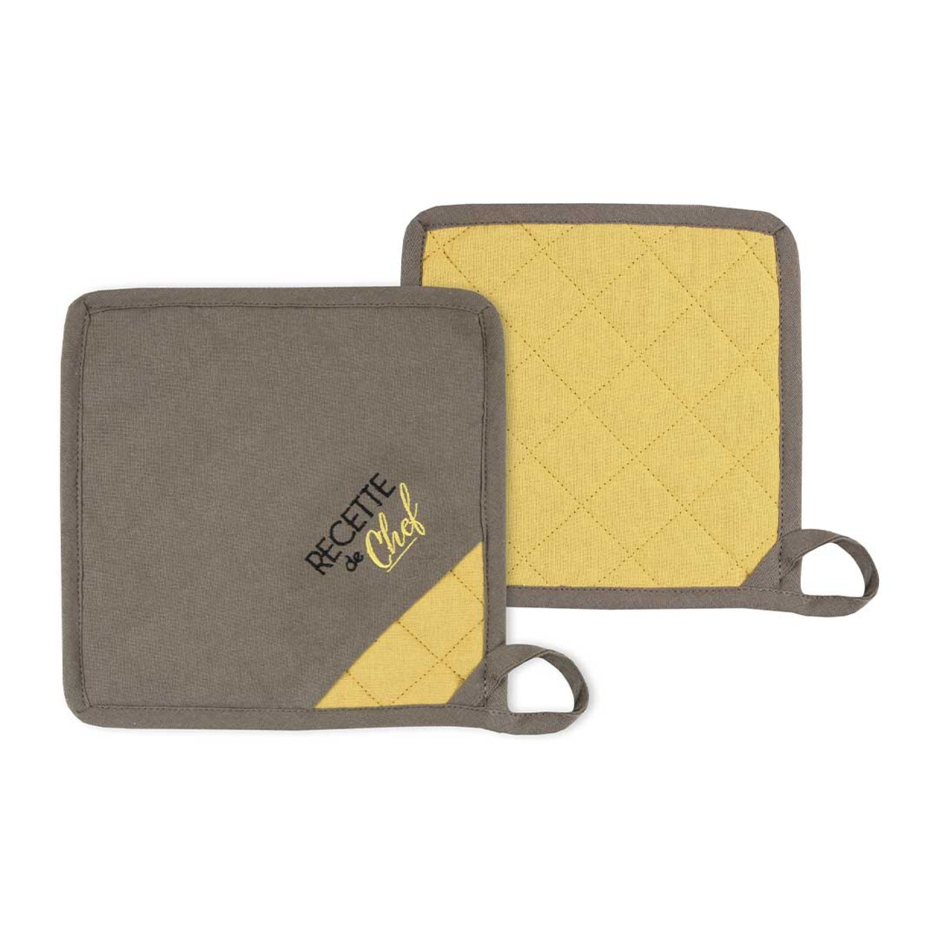 Pack 2 pegas cozinha LOVELY CASA DUO MOUTARDE/TAUPE