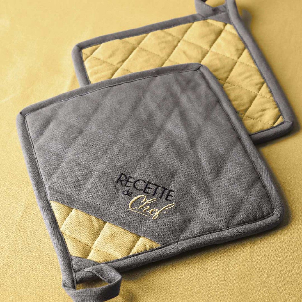 Pack 2 pegas cozinha LOVELY CASA DUO MOUTARDE/TAUPE