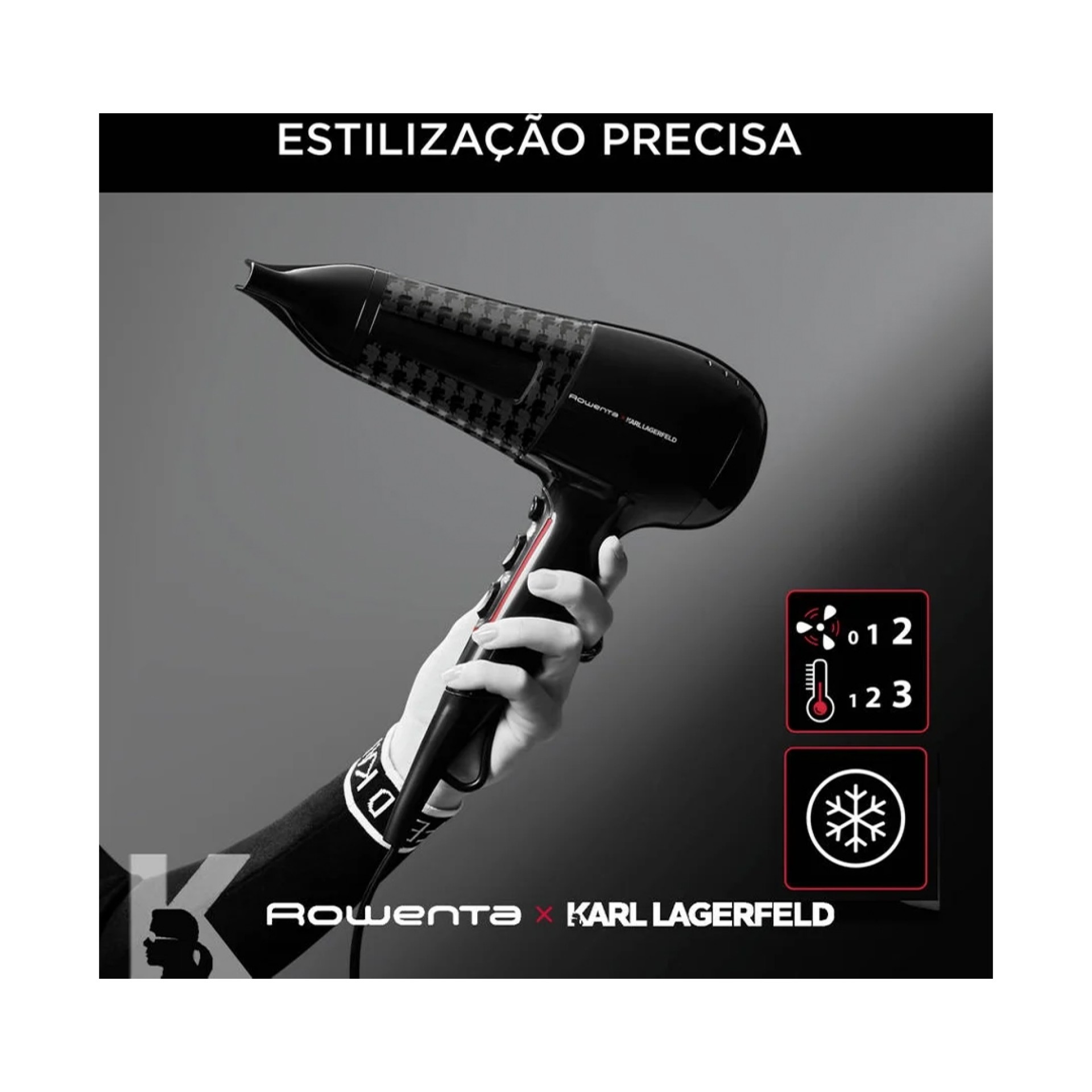 Secador Rowenta Powerline Karl Lagerfe CV591LF0