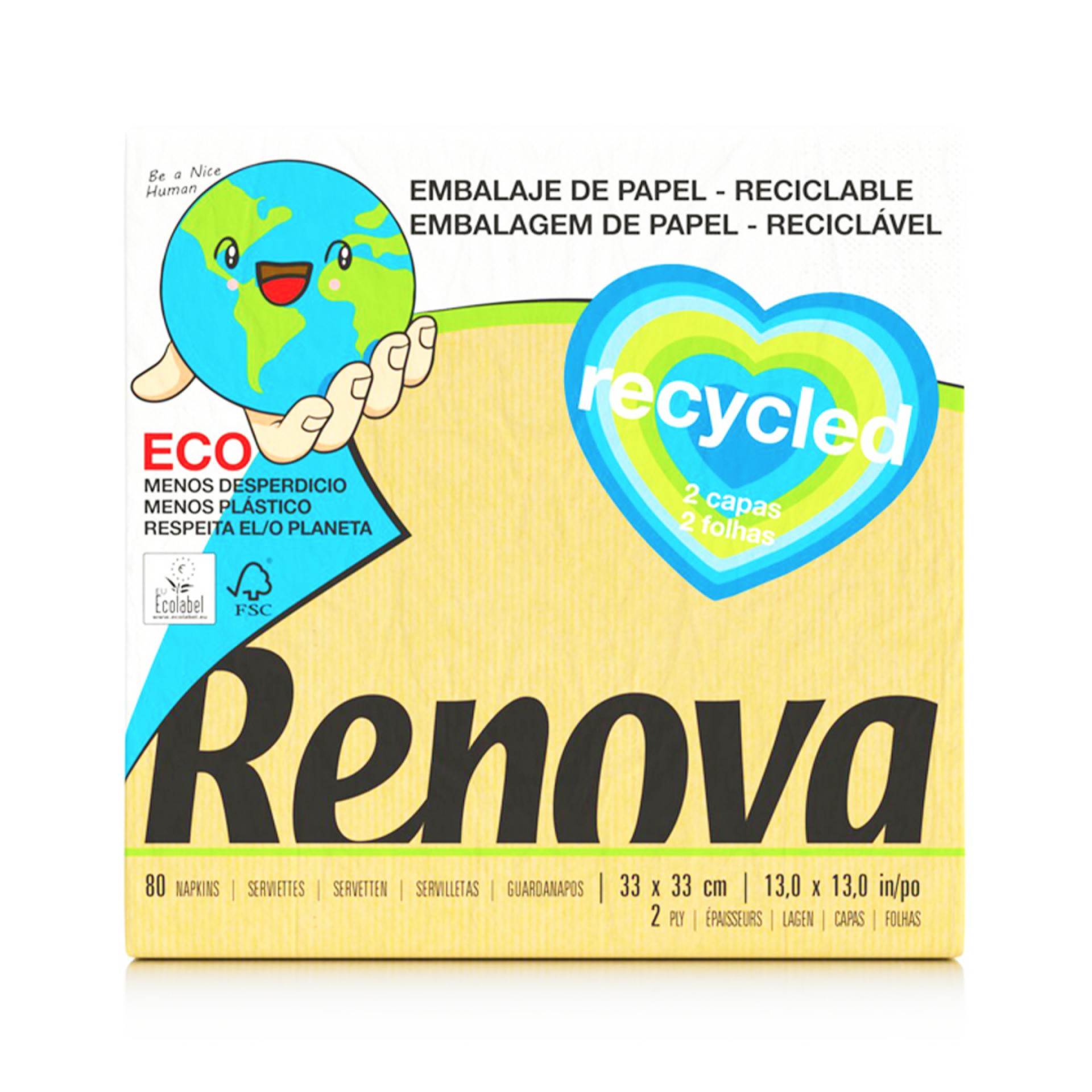 Pack 80 GUARDANAPOS RENOVA RECYCLED