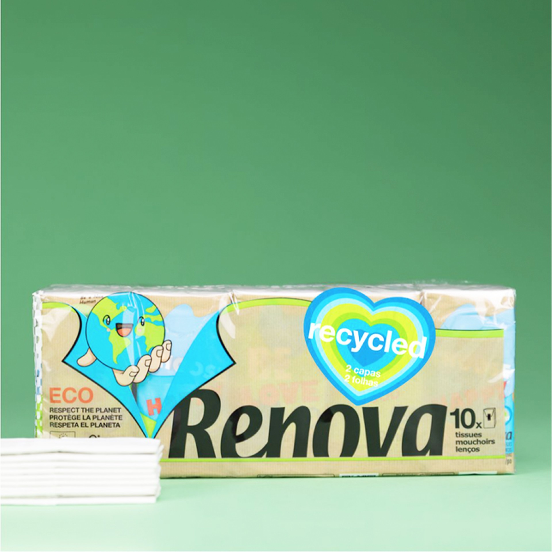 Pack 10 maços lenços bolso RENOVA RECYCLED