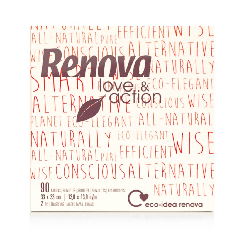 Pack 90 guardanapos RENOVA LOVE ACTION