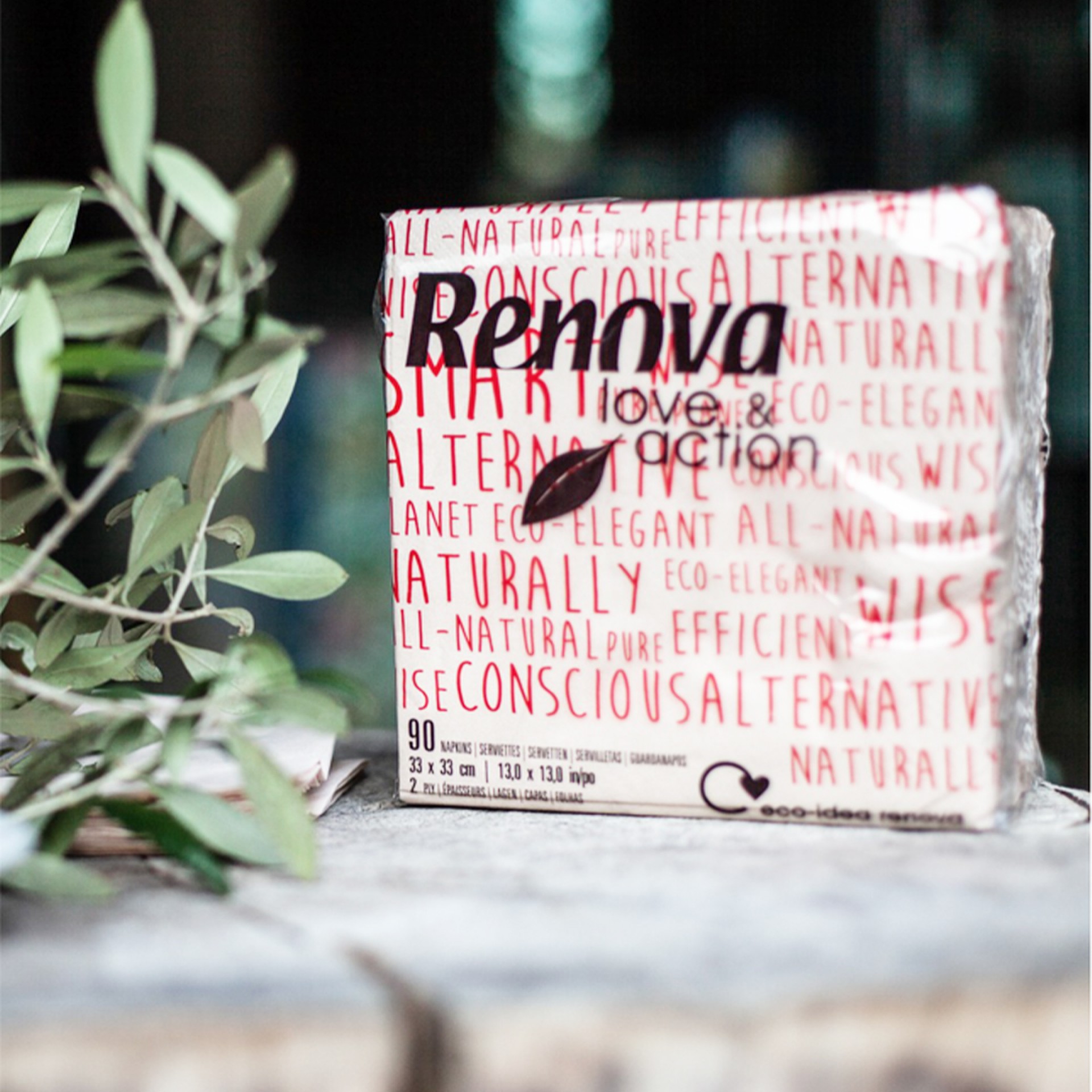 Pack 90 guardanapos RENOVA LOVE ACTION