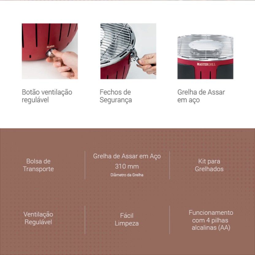 Grelhador a Carv�o FLAMA 4006FL