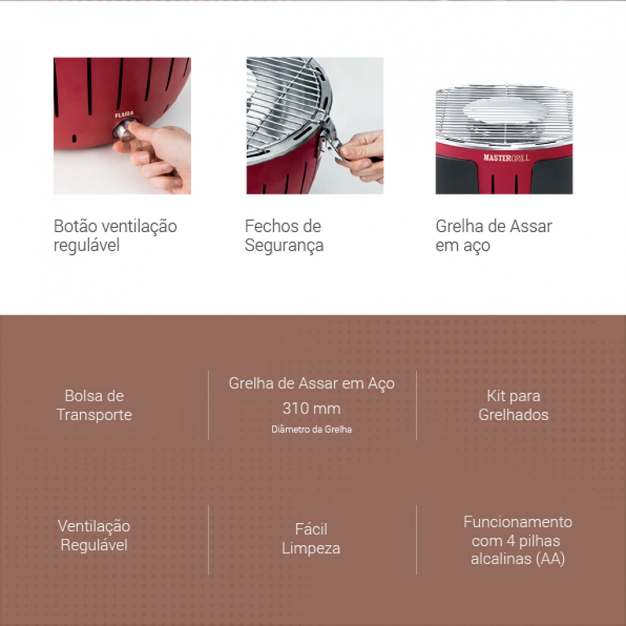 Grelhador a Carvão FLAMA 4006FL