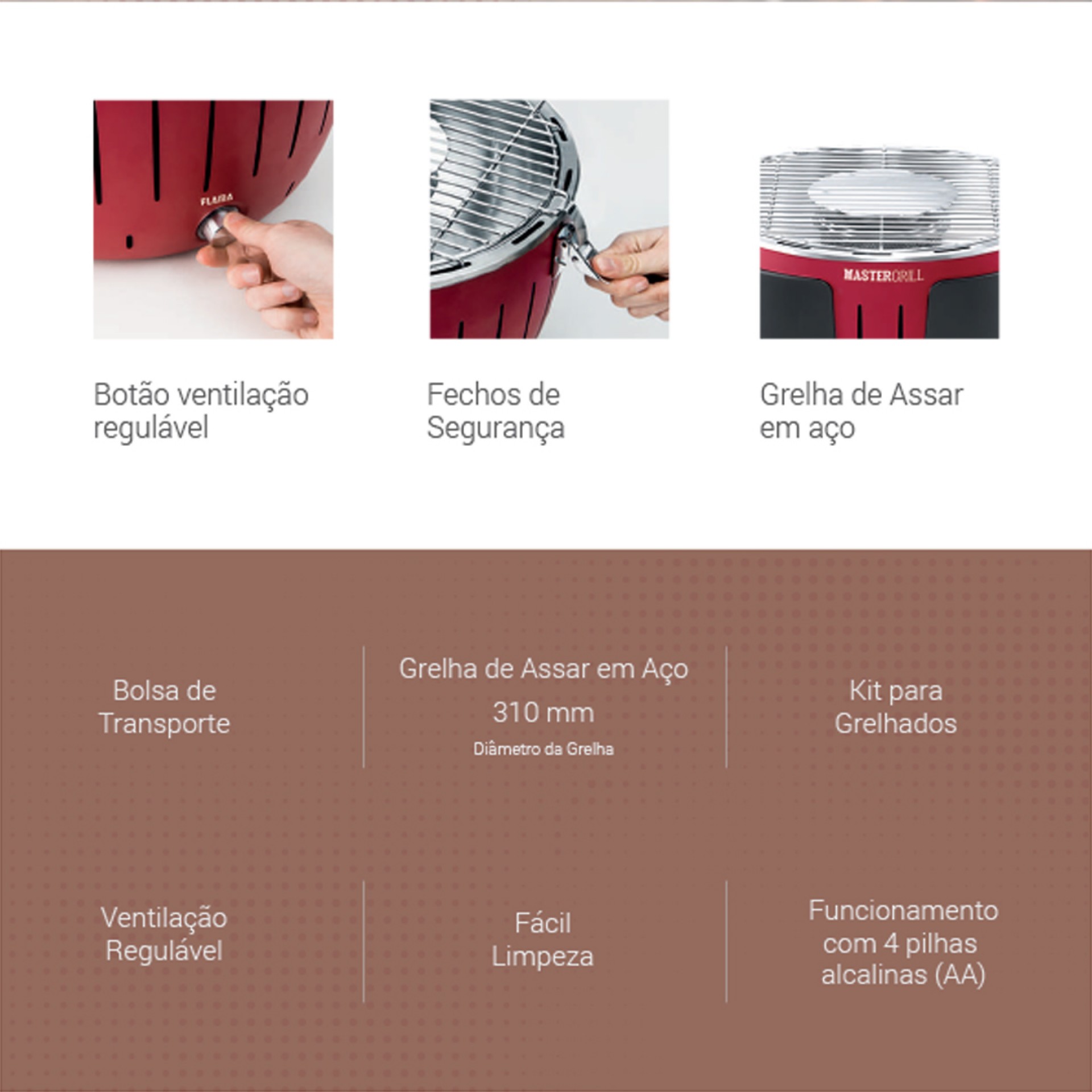 Grelhador a Carvão FLAMA 4006FL