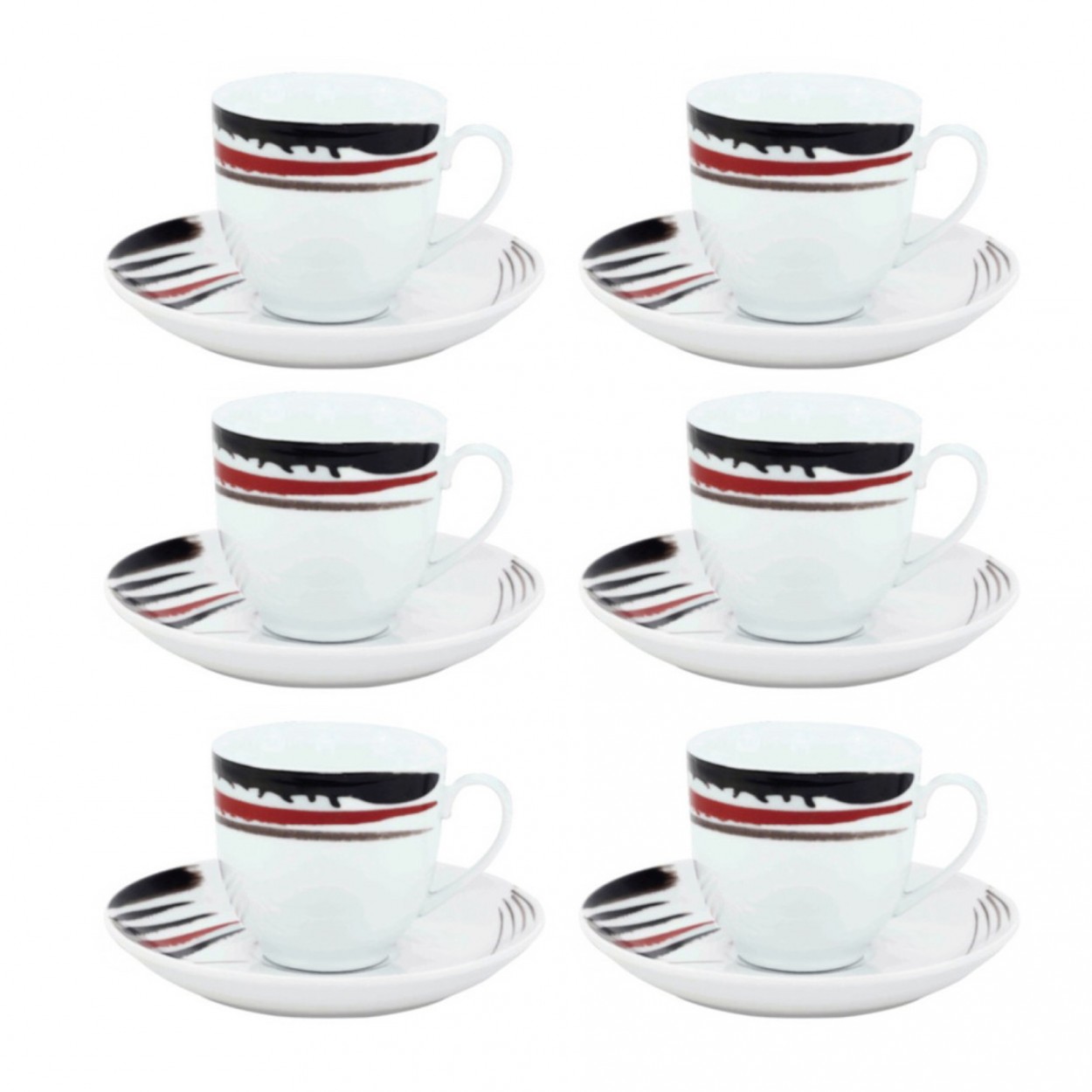 Conjunto 6 chvenas JOM Risca preta
