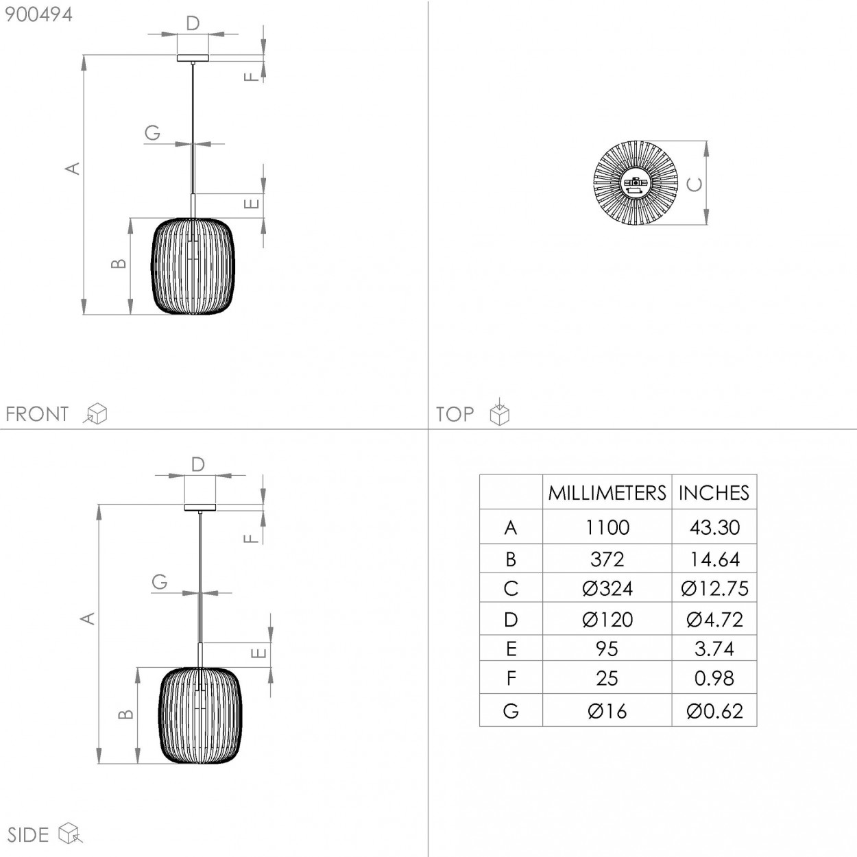 Candeeiro suspenso EGLO 900494 ROMAZZINA