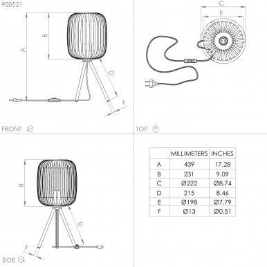 Candeeiro de Mesa EGLO 900521 ROMAZZINA
