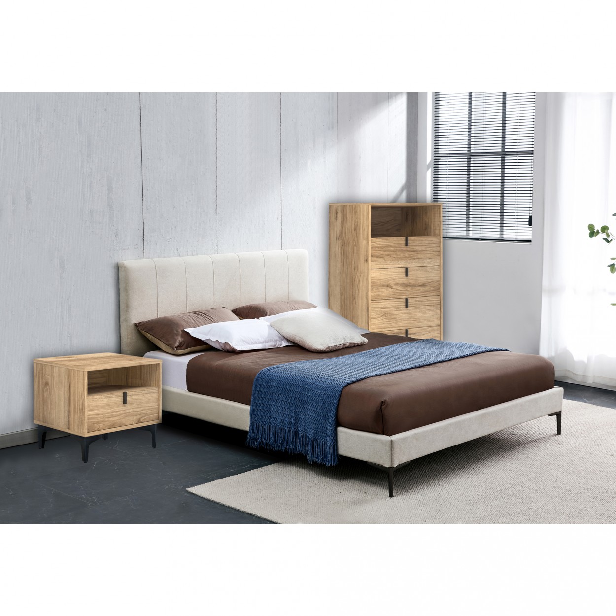 Conjunto cama+mesas cabeeira JOM Marselha / Gondomar