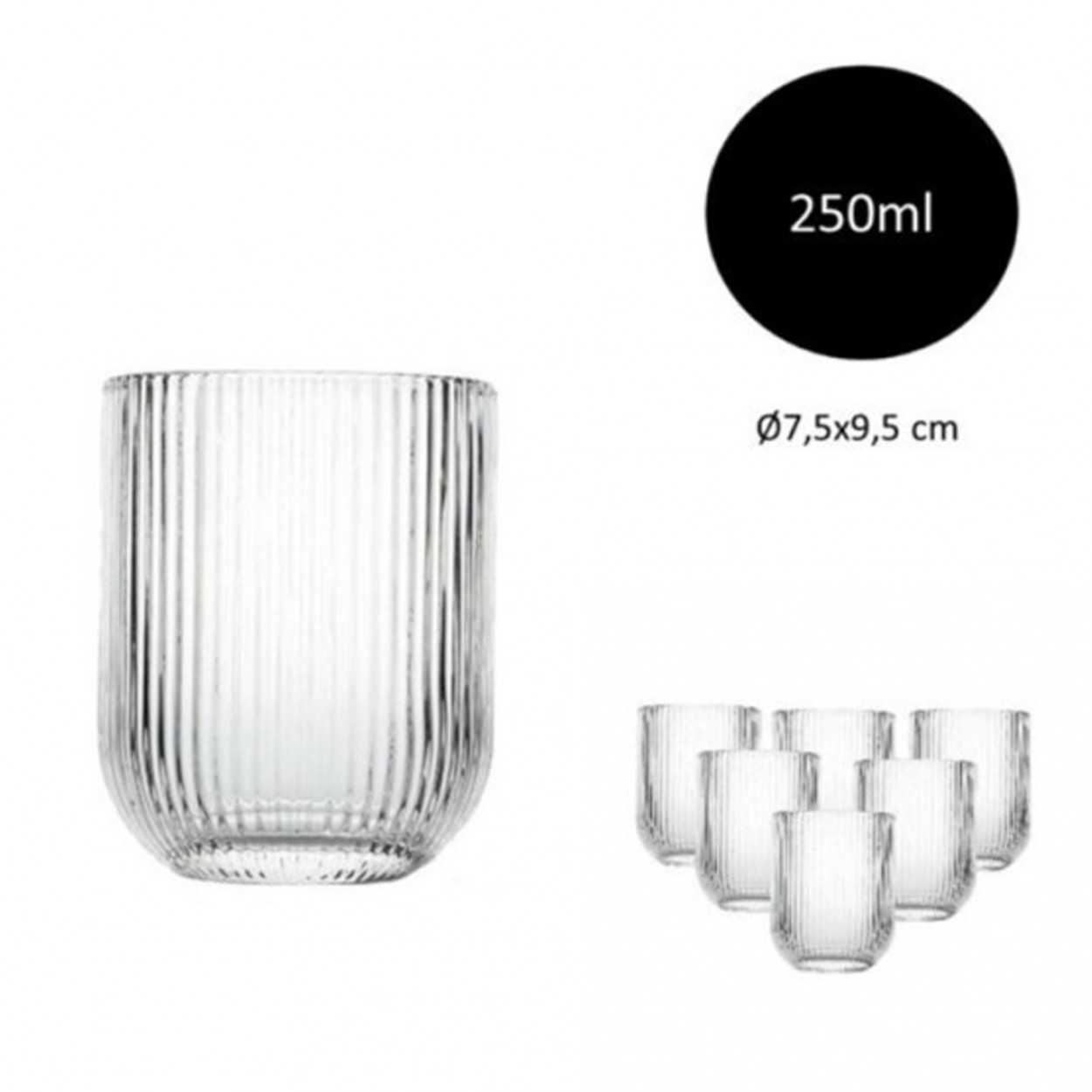 Conjunto 6 copos JOM 24395 STRIPES CLEAR