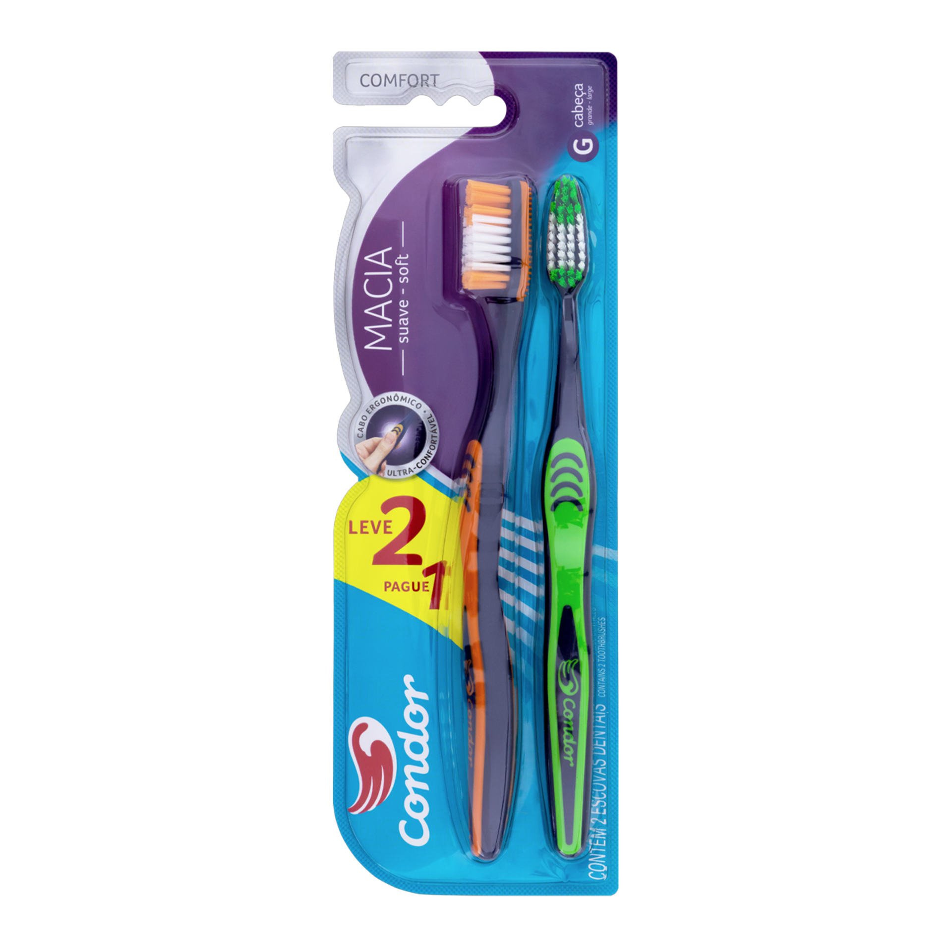 pack 2 escovas dentes CONDOR CONFORT 9709