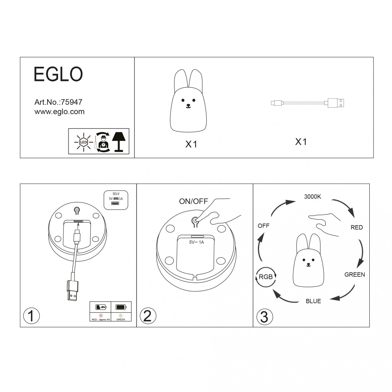 Luz presena EGLO 75947 Lebre