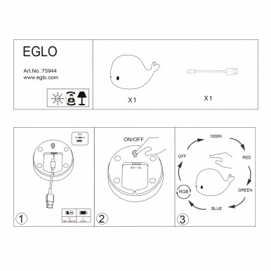 Luz presena EGLO 75944 Baleia