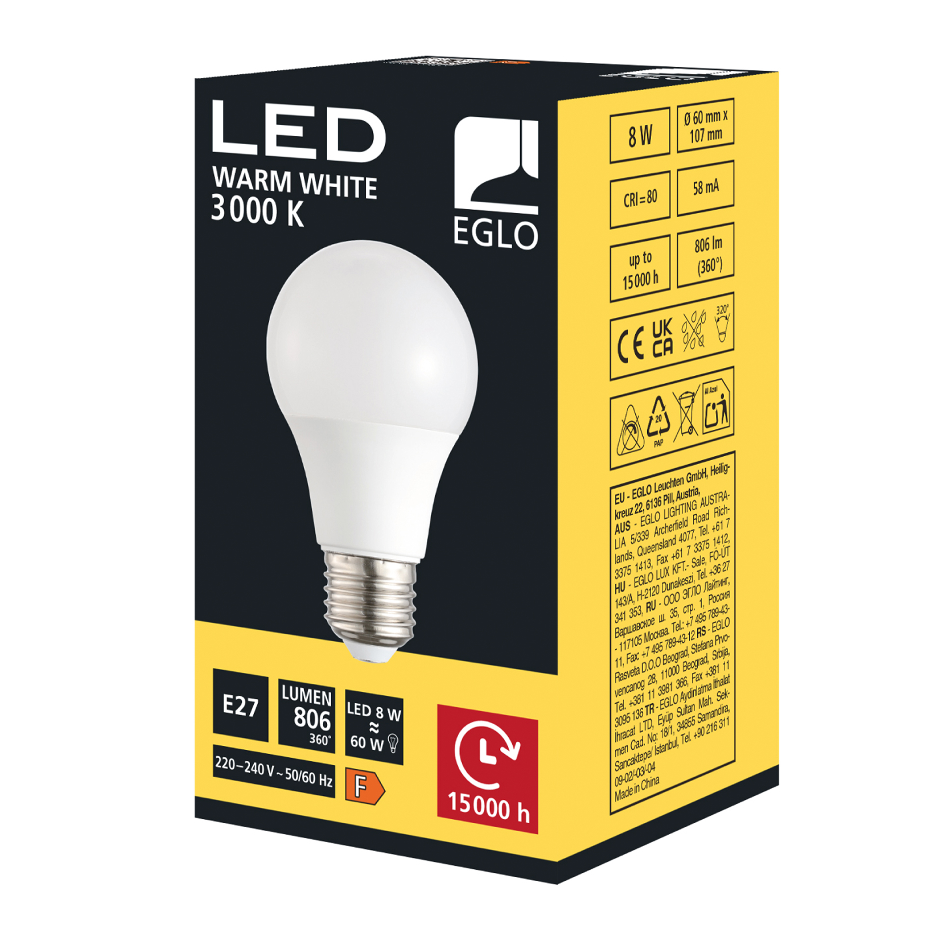 Lâmpada E27 LED EGLO 117582