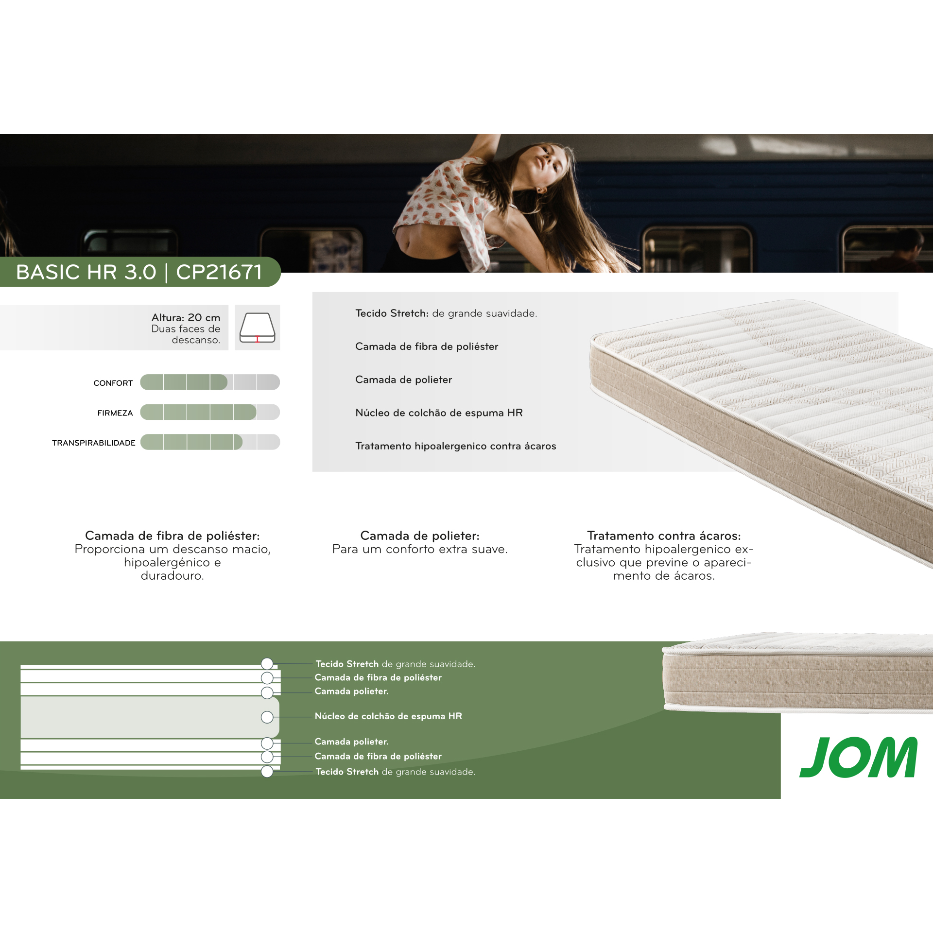 Colchão JOM Basic HR 3.0